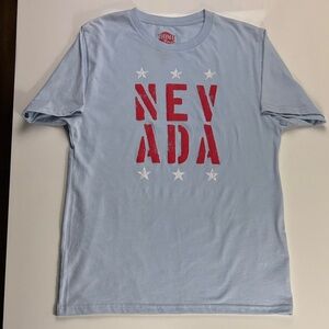 NEVADA Light Blue Graphic Tee with Red Print